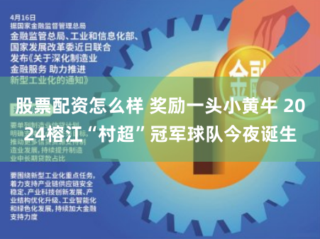 股票配资怎么样 奖励一头小黄牛 2024榕江“村超”冠军球队今夜诞生